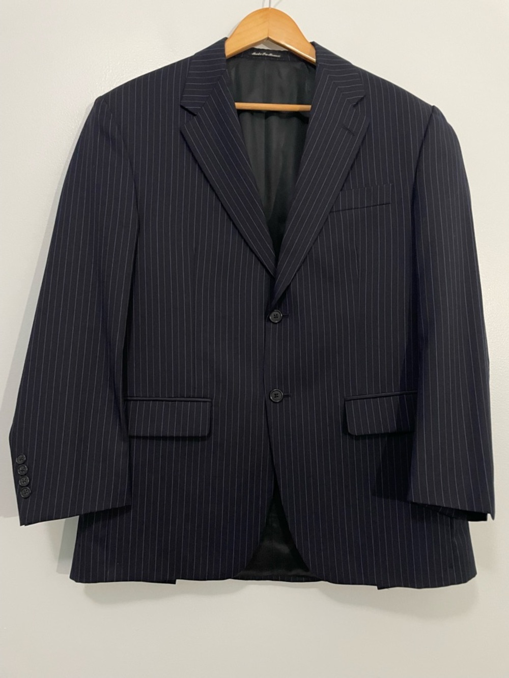 Ralph Lauren Navy Pinstripe Pure Wool Two-Button Blazer Size 40R